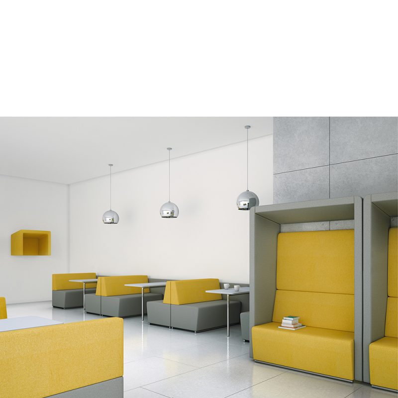 Yellow and grey bench and booth seating