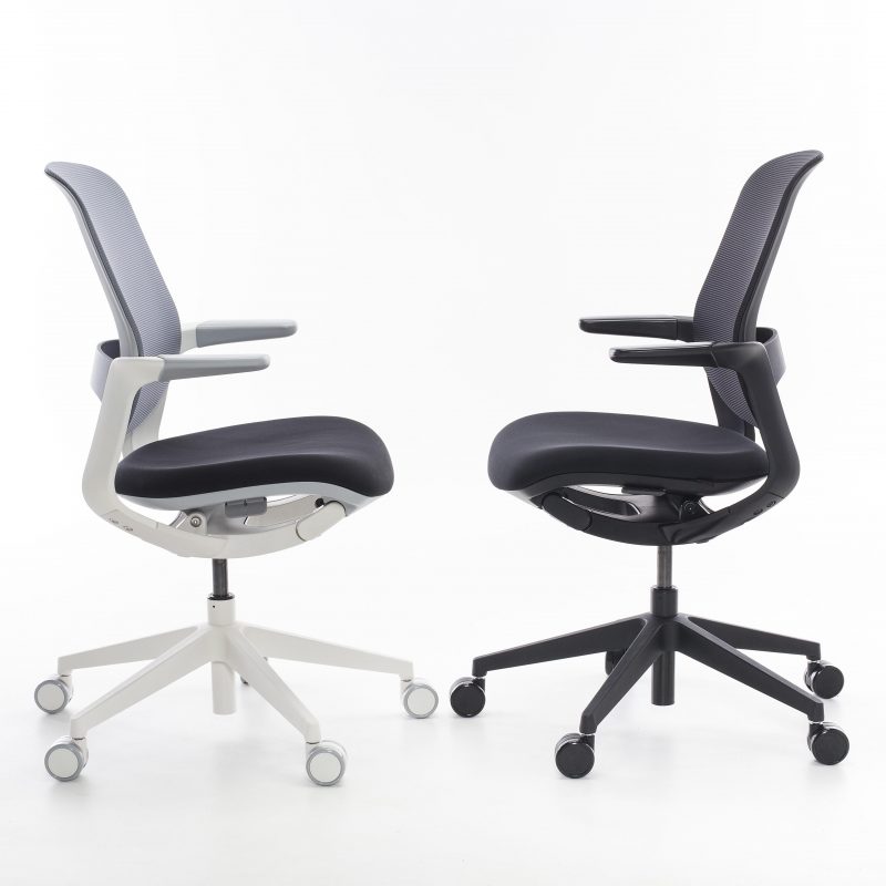 Two desk chairs with mesh backs