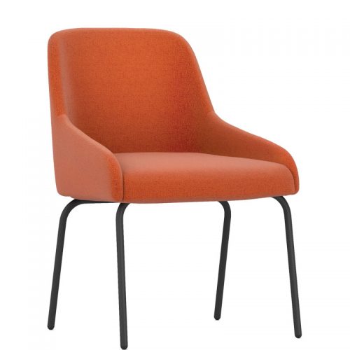 Orange padded chair with black legs