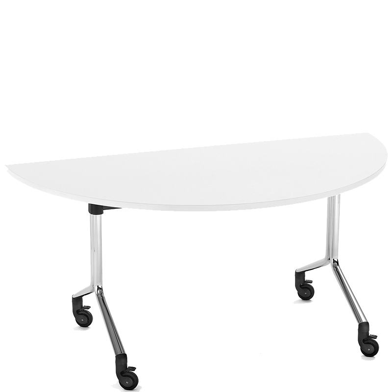 Semi circular white folding table