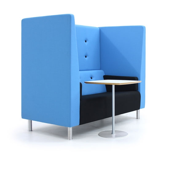 Black and blue booth seating