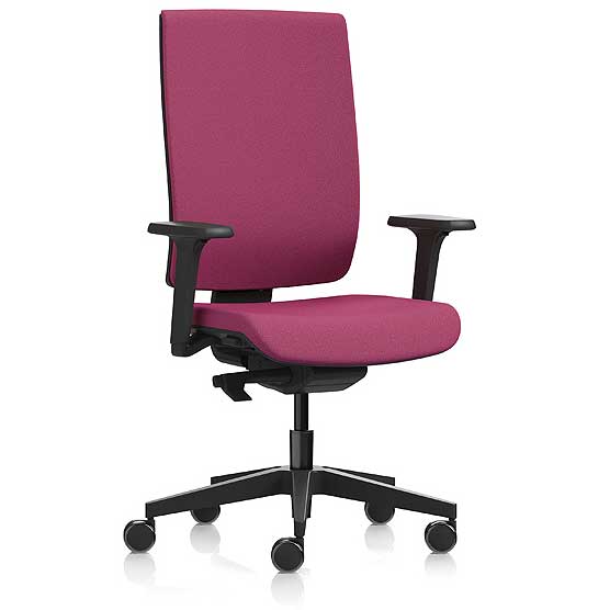 Pink desk chair with high back and swivel base