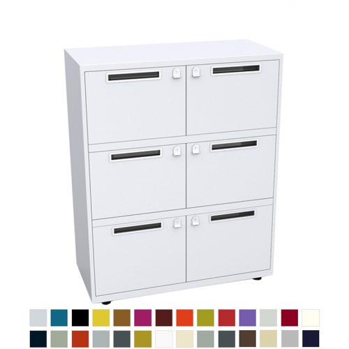White filing unit with 6 doors