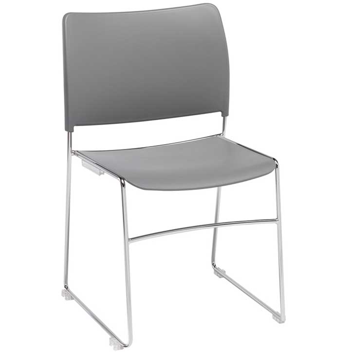 Grey and chrome stacking chair
