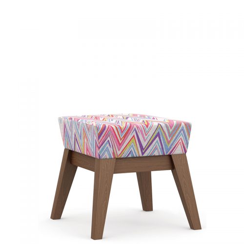 Patterned stool with wooden legs