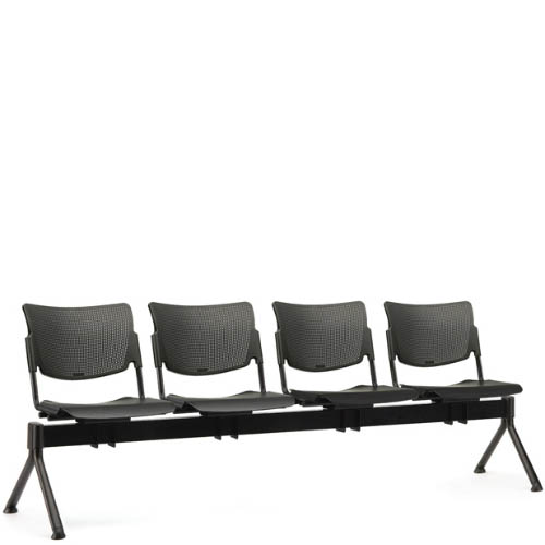 Four black seats on a black beam