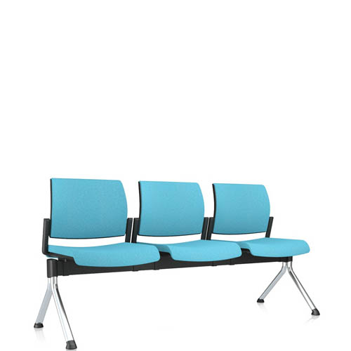 Blue three seater beam seating