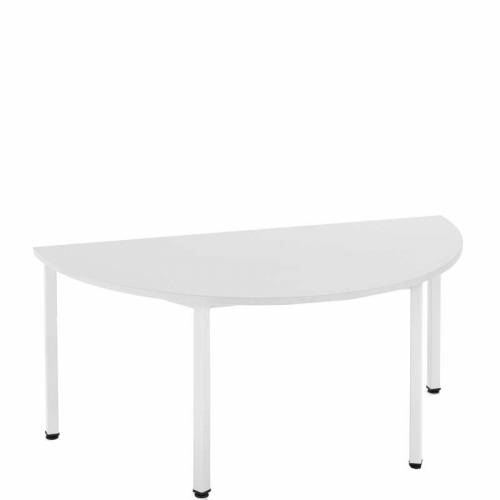 White semi circular table