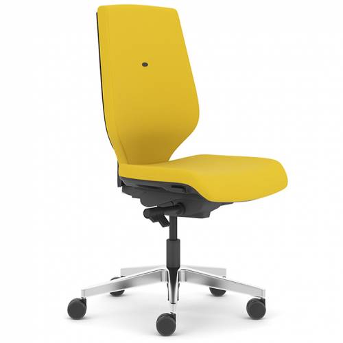 Yellow desk chair with swivel base