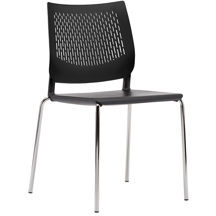 Black meeting chair with chrome legs