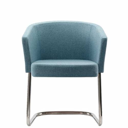 Blue-grey chair with chrome legs