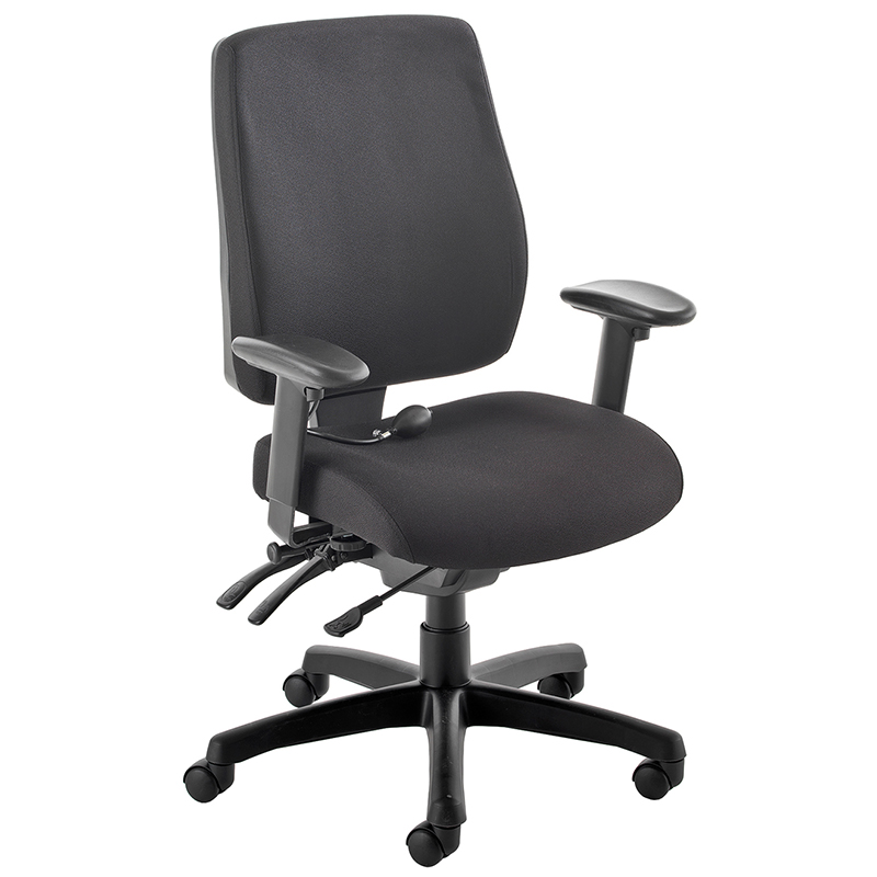 Office swivel chair with black seat and back