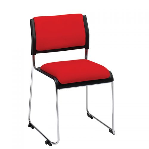 Red and black chair with chrome base