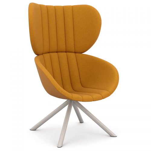 Orange high backed tub chair