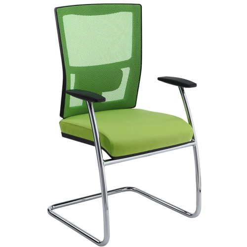 Green meeting chair with mesh back