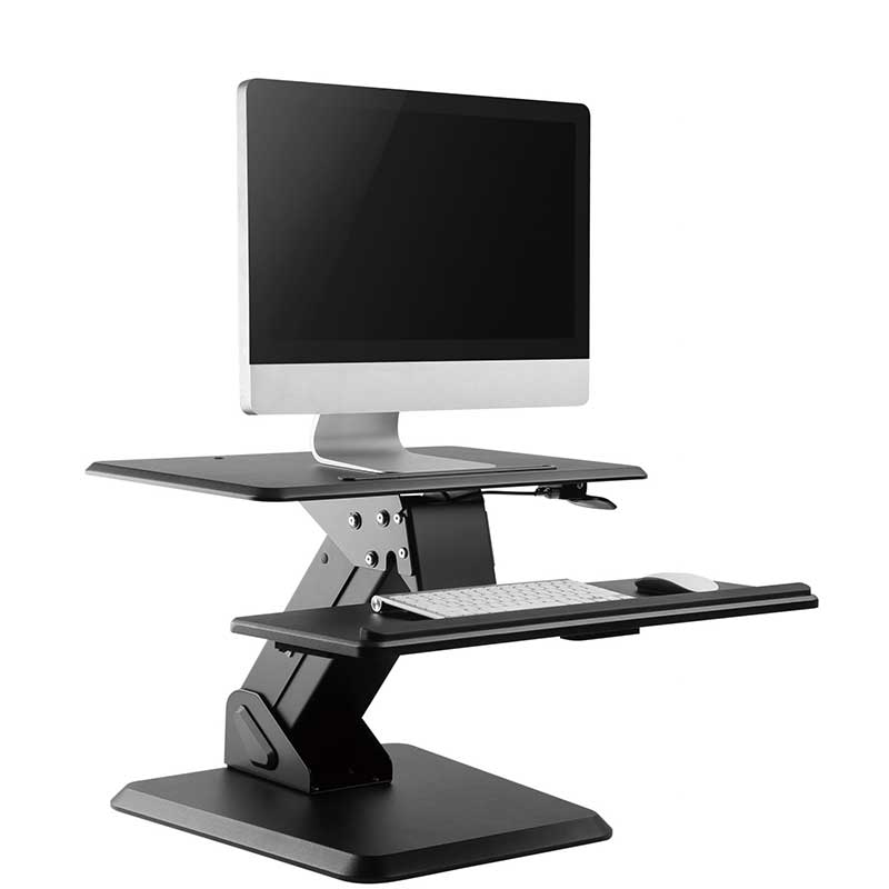 Monitor and keyboard on a desk converter