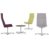 3 high back swivel chairs and a coffee table