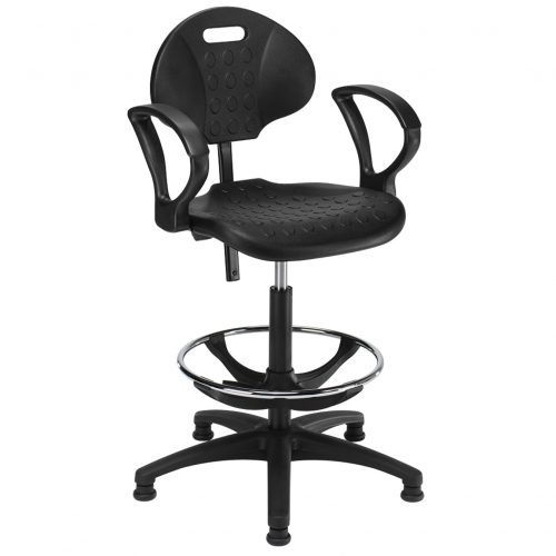 Black industrial draughtman chair with ring arms