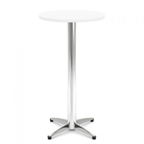 High white bistro table with chrome base