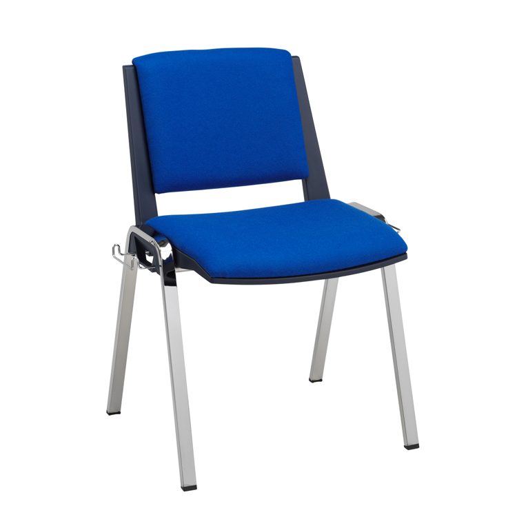 Blue chair with chrome legs