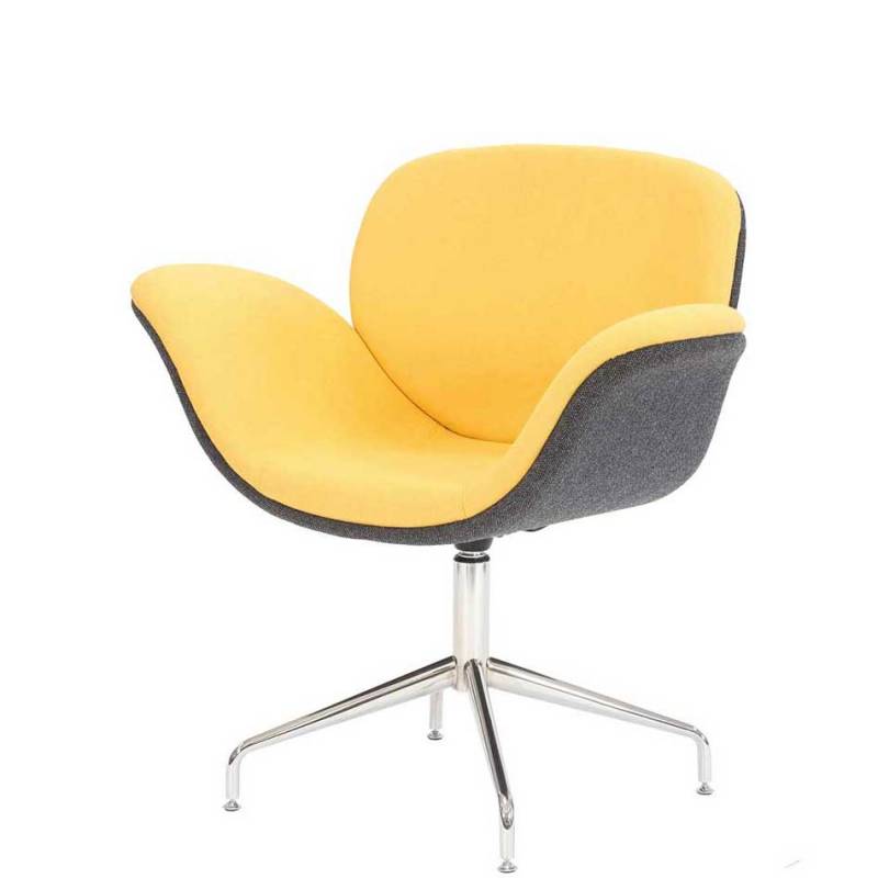 Yellow and grey chair with chrome spider base