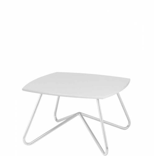 White square coffee table with chrome legs