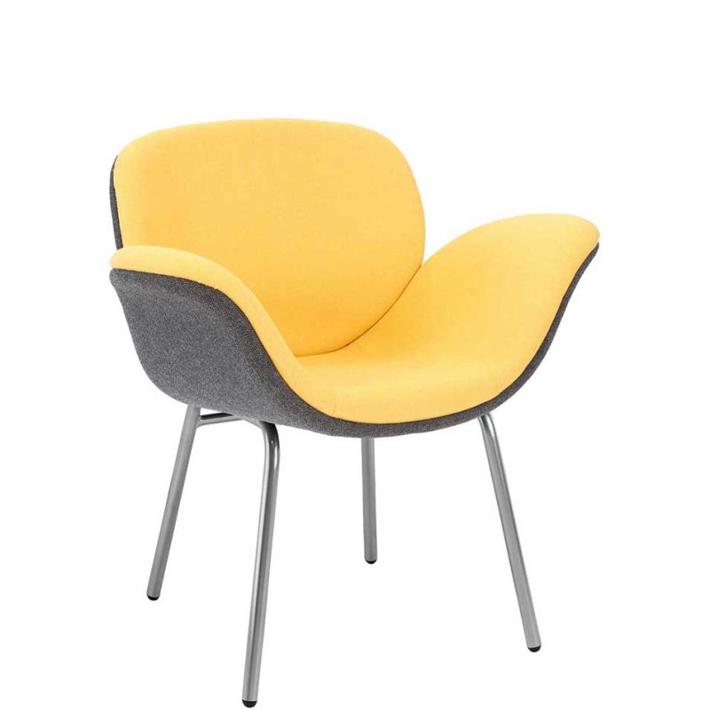 Yellow and grey chair with chrome legs