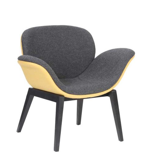 Pale yellow and dark grey chair with black legs