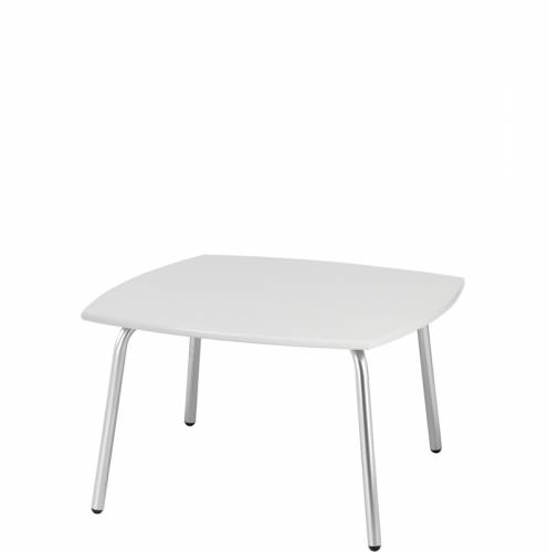 White square coffee table with chrome legs